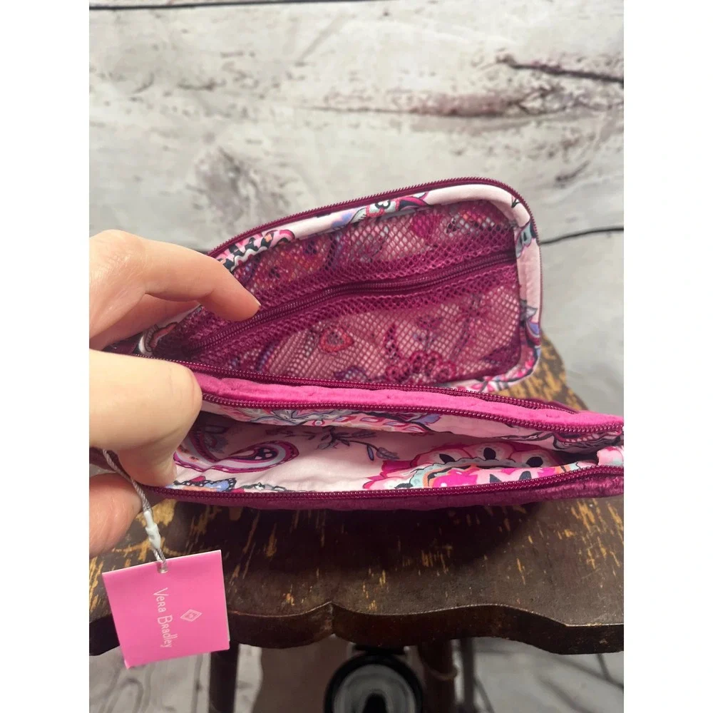 Vera Bradley Quilted‎ Velour Cosmetic Makeup Organizer Bag Pouch Fuchsia Pink